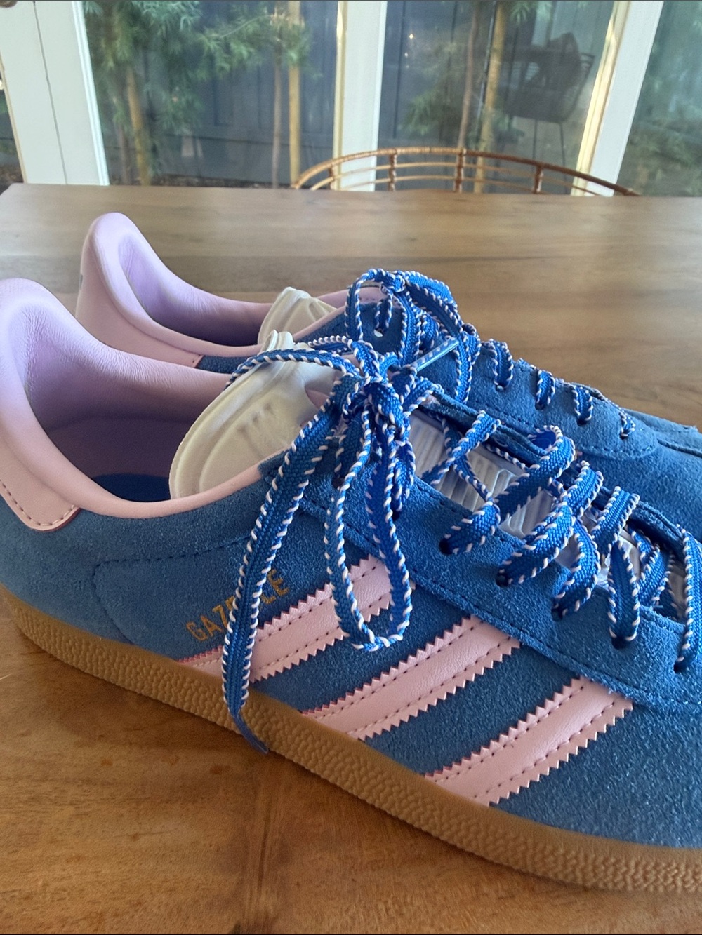 Adidas Women’s Blue and Pink Suede Sneakers - Gazelle Style - Picture 2 of 5